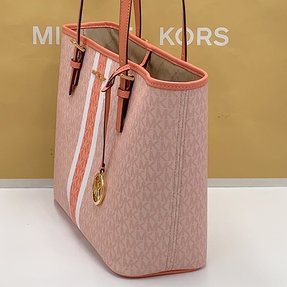 MICHAEL KORS JET SET TRAVEL MEDIUM CARRYALL TOTE SHERBERT MULTI COLOR - Picture 6 of 16